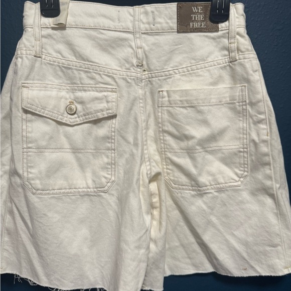 Free People Boomerang Long Denim Jorts Cream 25 - Picture 5 of 5
